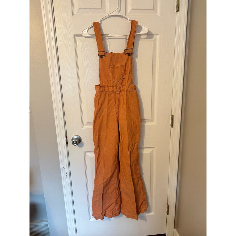 Vintage Sears Bazaar Ribbed Flared Corduroy Overalls Orange Sz:22
